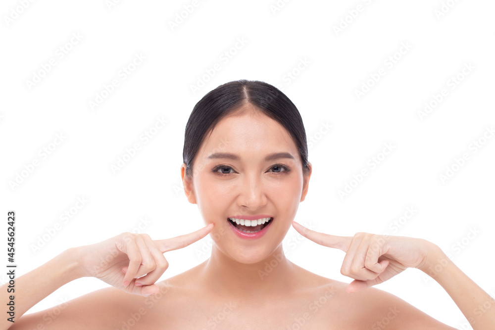 Beautiful spa Asian model girl with make up and beauty healthy skin color lips red and hair portrait. Beauty woman perfect face fresh clean skin portrait isolated on white background. Studio shot. Beautiful spa Asian model girl with make up and beauty healthy skin color lips red and hair portrait. Beauty woman perfect face fresh clean skin portrait isolated on white background. Studio shot.