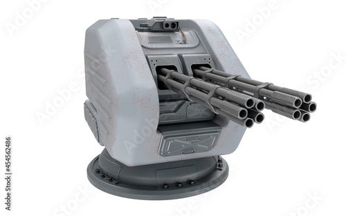 3D render automatic machine gun turret (ship armament)