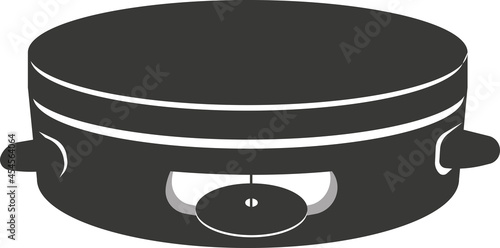 Black flat silhouette of a tambourine. A vector image.