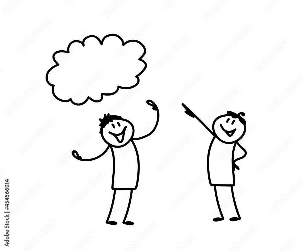 Two people and an idea on a white background. Sketch. Vector illustration. Two people and an idea on a white background. Sketch. Vector illustration.