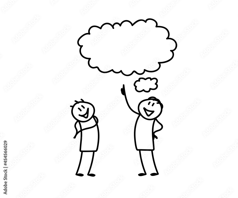 Two people speak. Business idea. Sketch. Vector illustration. Two people speak. Business idea. Sketch. Vector illustration.