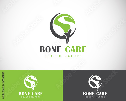 bone care logo creative health nature leave clinic solution design concept