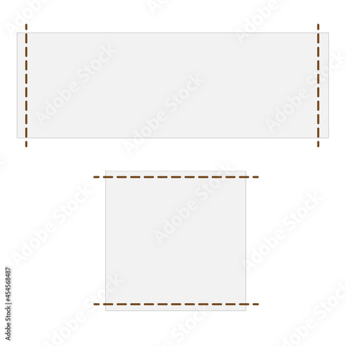 Blank fabric labels on white background. Clothe tag sign. Clothing label symbol. flat style.