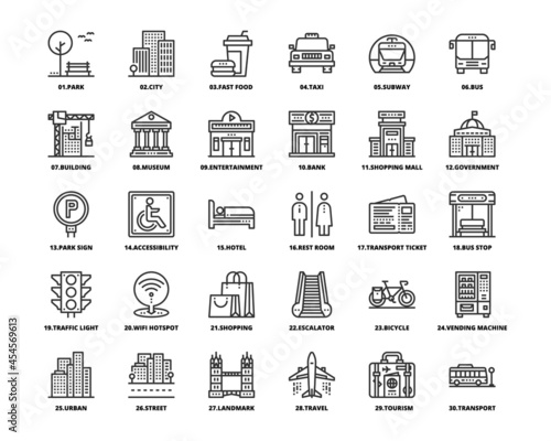 Elements City And Street Line Icon Symbol Design Simple Set For Using In Web Graphics Report Logo