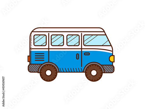 Van car icon isolated on white. Retro travel van