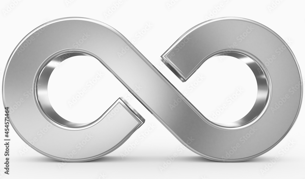 Infinity symbol 3d silver isolated on white background Infinity symbol 3d silver isolated on white background