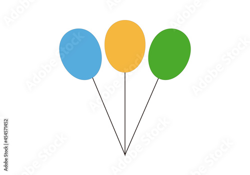 Globos de color azul, amarillo y verde.