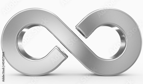 Infinity symbol 3d silver isolated on white background