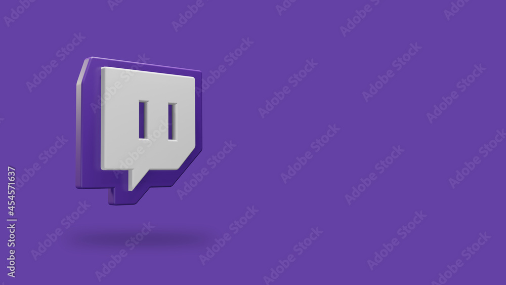 Twitch app icon floating with for background in 3D style rendering with