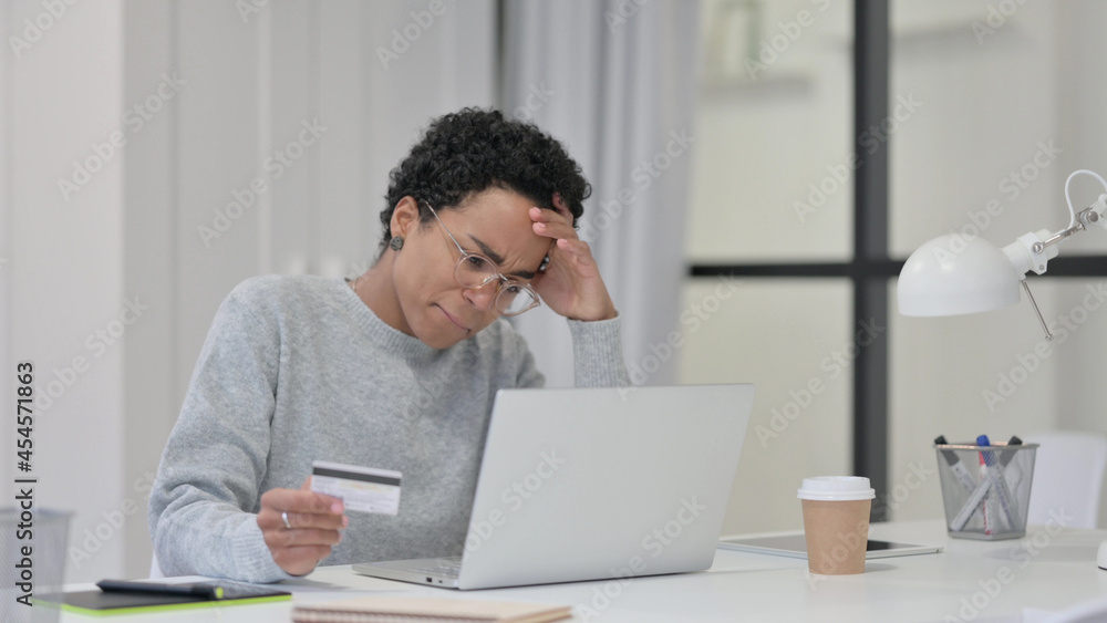 African Woman Upset by Online Payment Failure on Laptop African Woman Upset by Online Payment Failure on Laptop