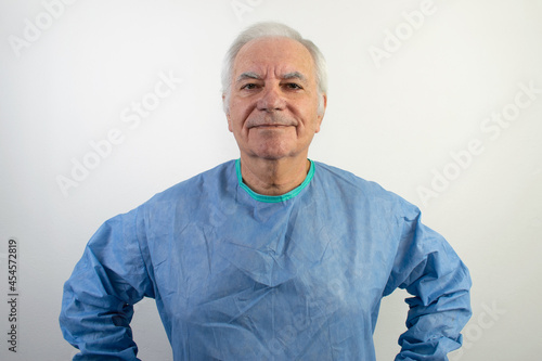 old senior man male surgeon uniform doctor profession help people smile