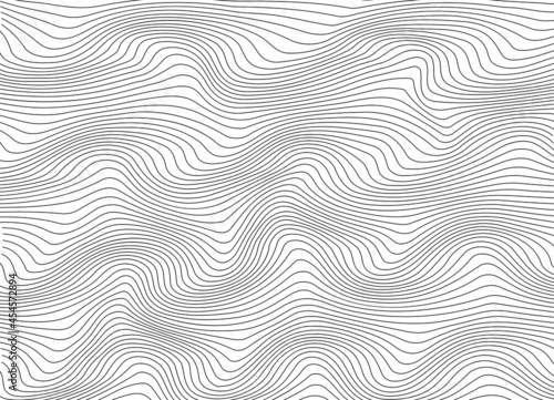 Abstract background with wavy lines. Black and white vector pattern.