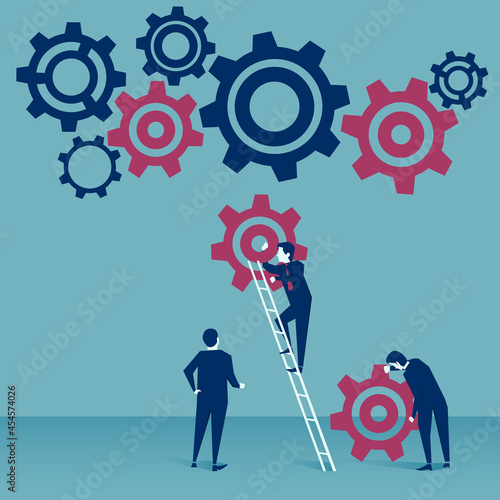 Business teamwork illustration concept. Businessman working together illustration cartoon vector