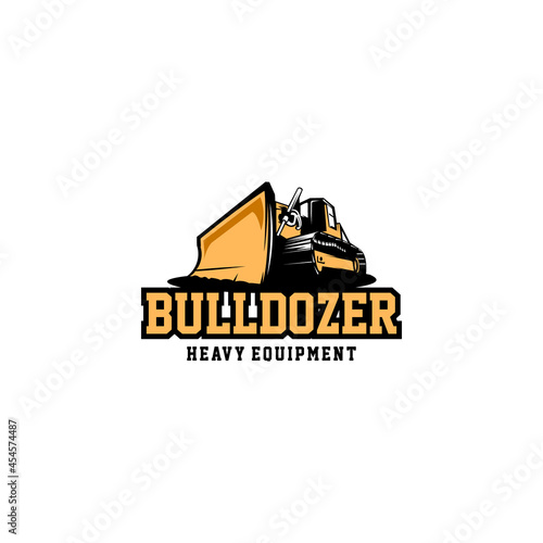 bulldozer heavy equipment logo vector photo