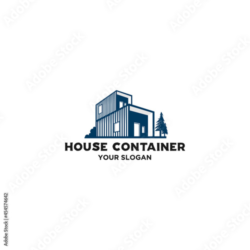 simple house container logo vector