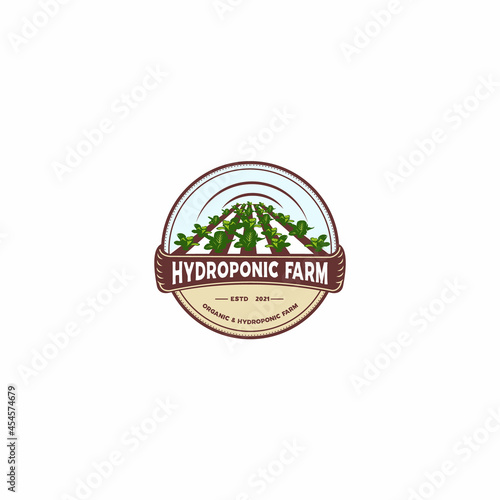 hydroponic farming emblem logo