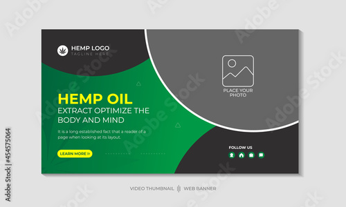 Hemp oil or CBD oil video thumbnail and web banner template design