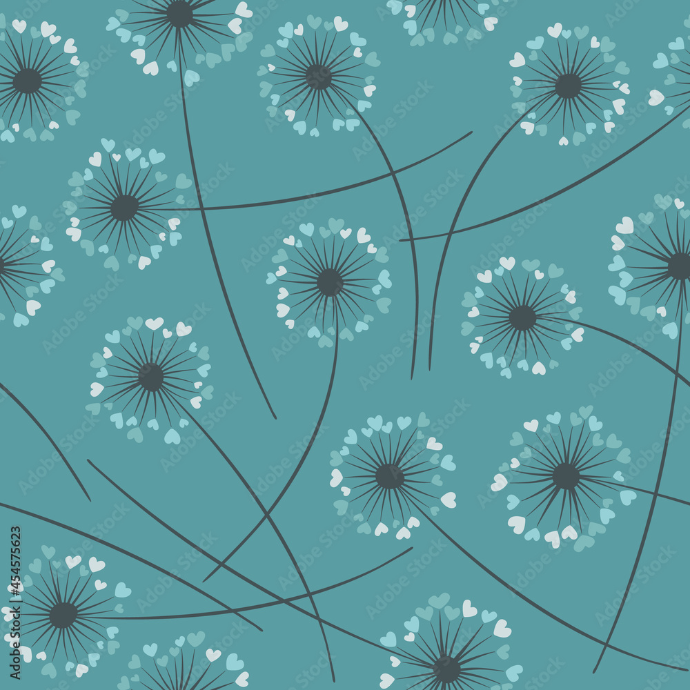 Dandelion blowing vector floral seamless pattern. Dandelion blowing vector floral seamless pattern.