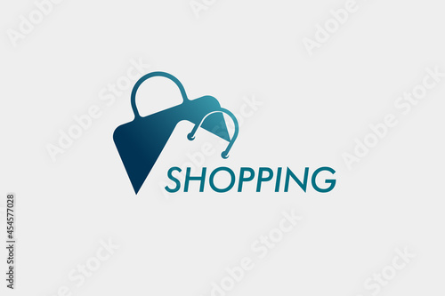 Creative shopping logo design with silhouette of bag. online shopping logo design illustration
