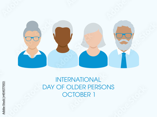 International Day of Older Persons vector. Senior citizen man and woman face avatar icon vector. Elderly senior head icon set vector. October 1, important day
