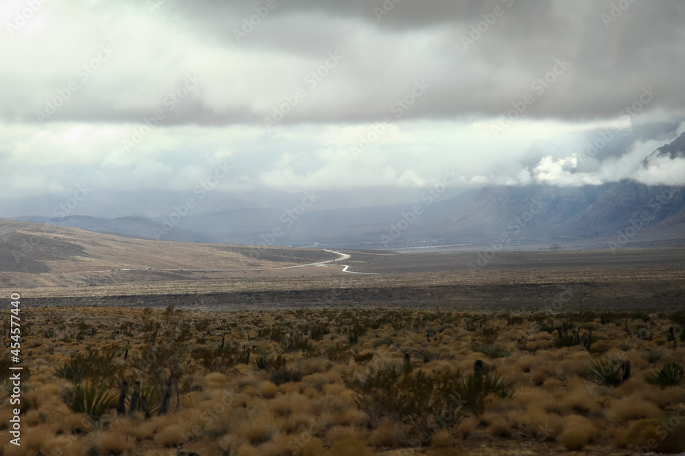 View of red rock canyon national park in Foggy day at nevada,USA. View of red rock canyon national park in Foggy day at nevada,USA.