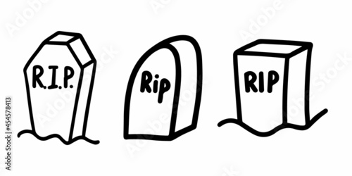 Vector halloween gravestone, cemetery clipart icon on white background. Funny, cute illustration for seasonal design, textile, decoration kids playroom or greeting card. Hand drawn prints and doodle.