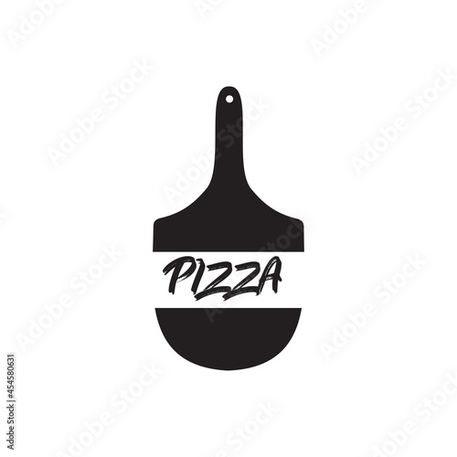 Black pizza peel silhouette logo design template