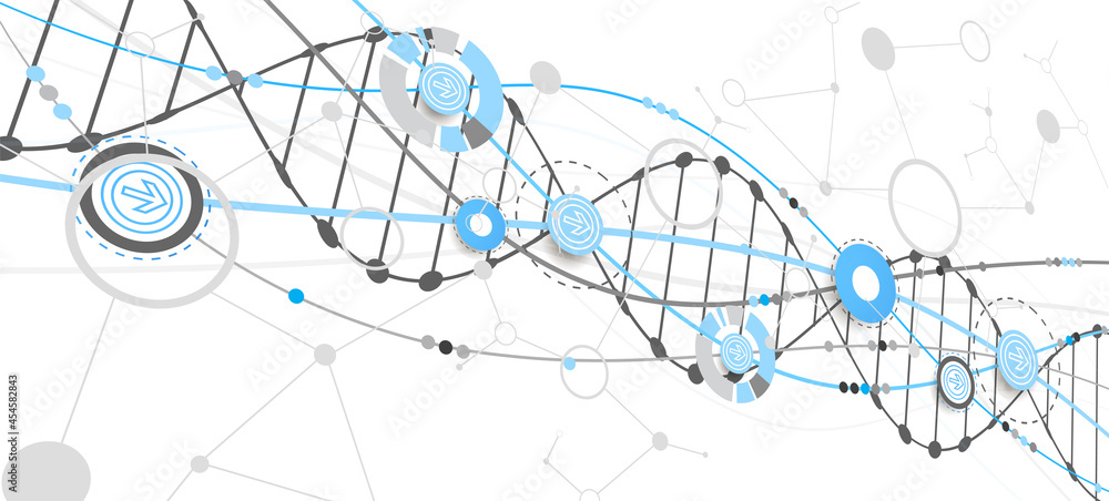 Science template, wallpaper or banner with a DNA molecules. Vector