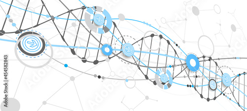 Science template, wallpaper or banner with a DNA molecules. Vector