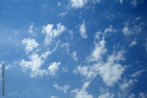 Beautiful white clouds against the blue sky  copy space. Blue sky with clouds  free space. Clouds transition with a gradient. Texture. The background.