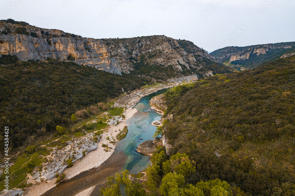 Gardon river through canyon in Provenve, France