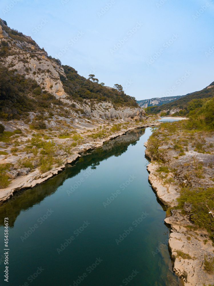 Gardon river through canyon in Provenve, France