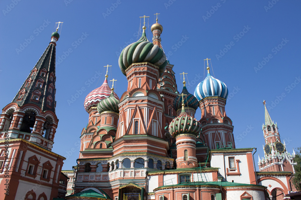 Moscow, Russia - July 8, 2021: Cathedral of Vasily the Blessed in Red Square