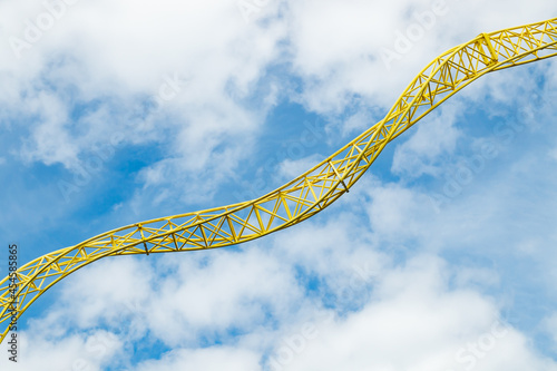 Empty ride roller coaster in amusement park. photo