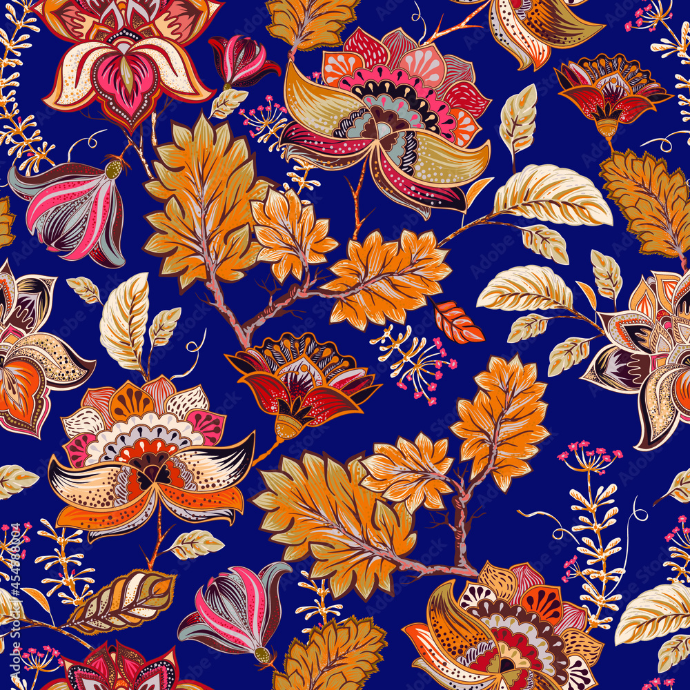 Floral seamless pattern. Indian wallpaper. Design for textile ...