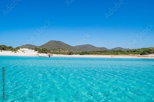 Beautiful view of the southern Sardinian sea. The incredible colors of Zafferano bay, Teulada, Italy. © silentstock639