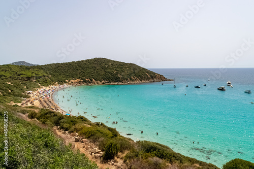 Beautiful panoramic view of the southern Sardinian sea in a sunny day.
