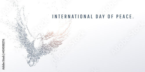 Abstract geometric and vertex of white pigeon and International Day of Peace of technology and futuristic concept photo