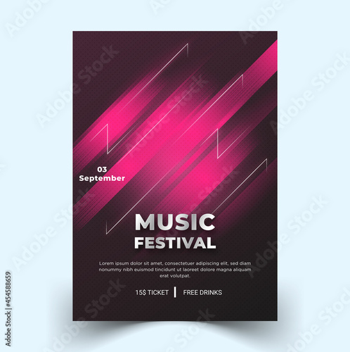 modern music festival landscape banner with elegant vector template