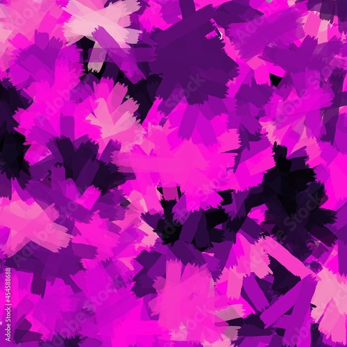 Bright chaotic brush strokes pattern in purple shades