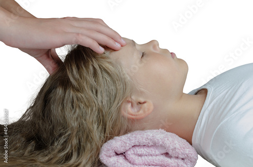 girl gives her sister a chumpy head massage photo