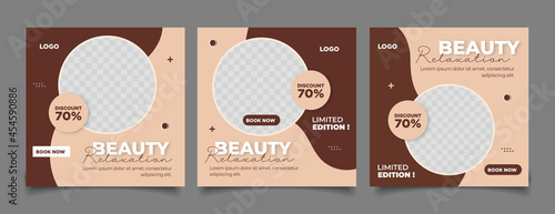 Flat beauty social media post collection template