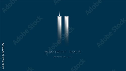 11 September- illustration for Patriot Day USA poster or banner.