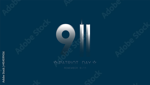 11 September- illustration for Patriot Day USA poster or banner.