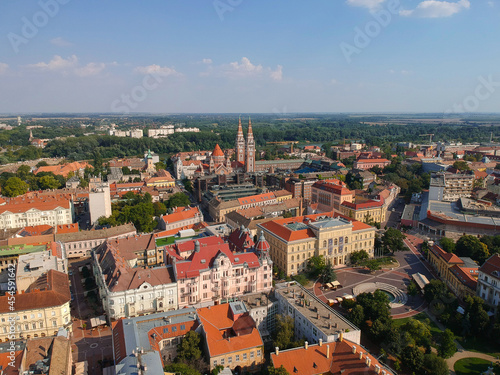 Drone view to the city of Pecs, Hungary