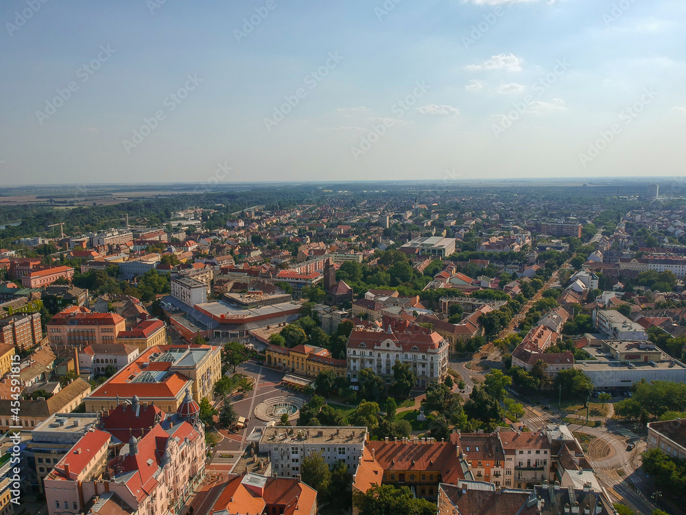 Drone view to the city of Pecs, Hungary