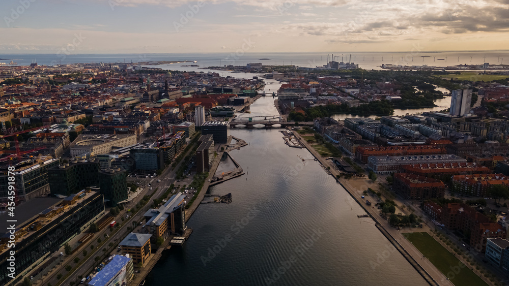 Beautiful aerial view of the Canal in Kobenhavns Havn