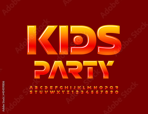 Wallpaper Mural Vector bright poster Kids Party. Creative shiny Font. Set of Funny Alphabet Letters and Numbers Torontodigital.ca