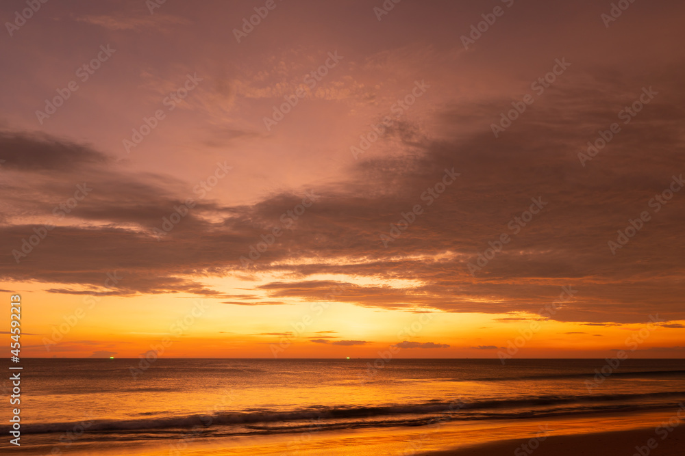 Sunset over the sea. Nature and travel concept