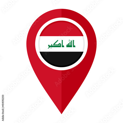 flat map marker icon with iraq flag isolated on white background. vector illustration